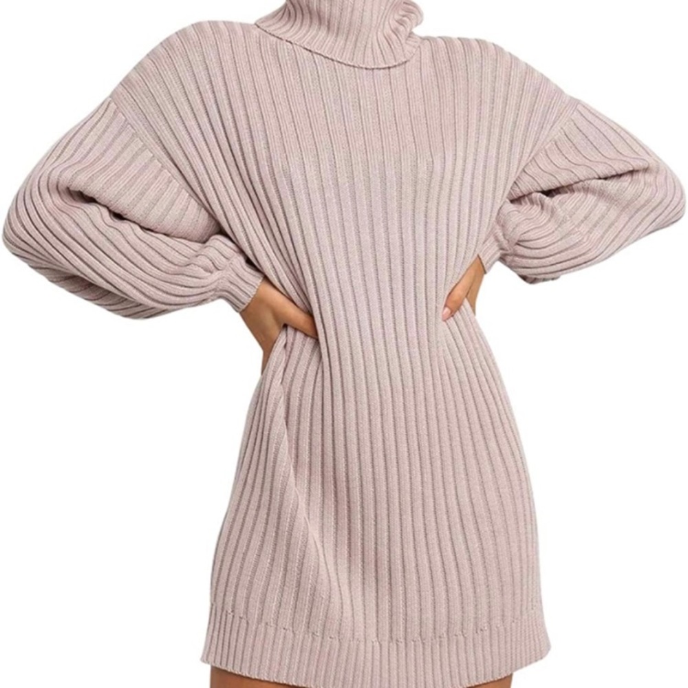 ANRABESS Women Turtleneck Casual Loose Oversized Sweater Dress